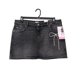 Women's Denim Mini Skirt With Rhinestones Size 14